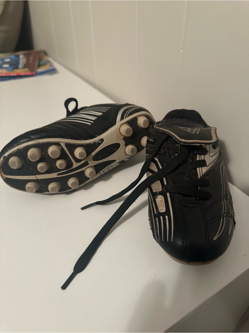 Kids Black and White Soccer Cleats